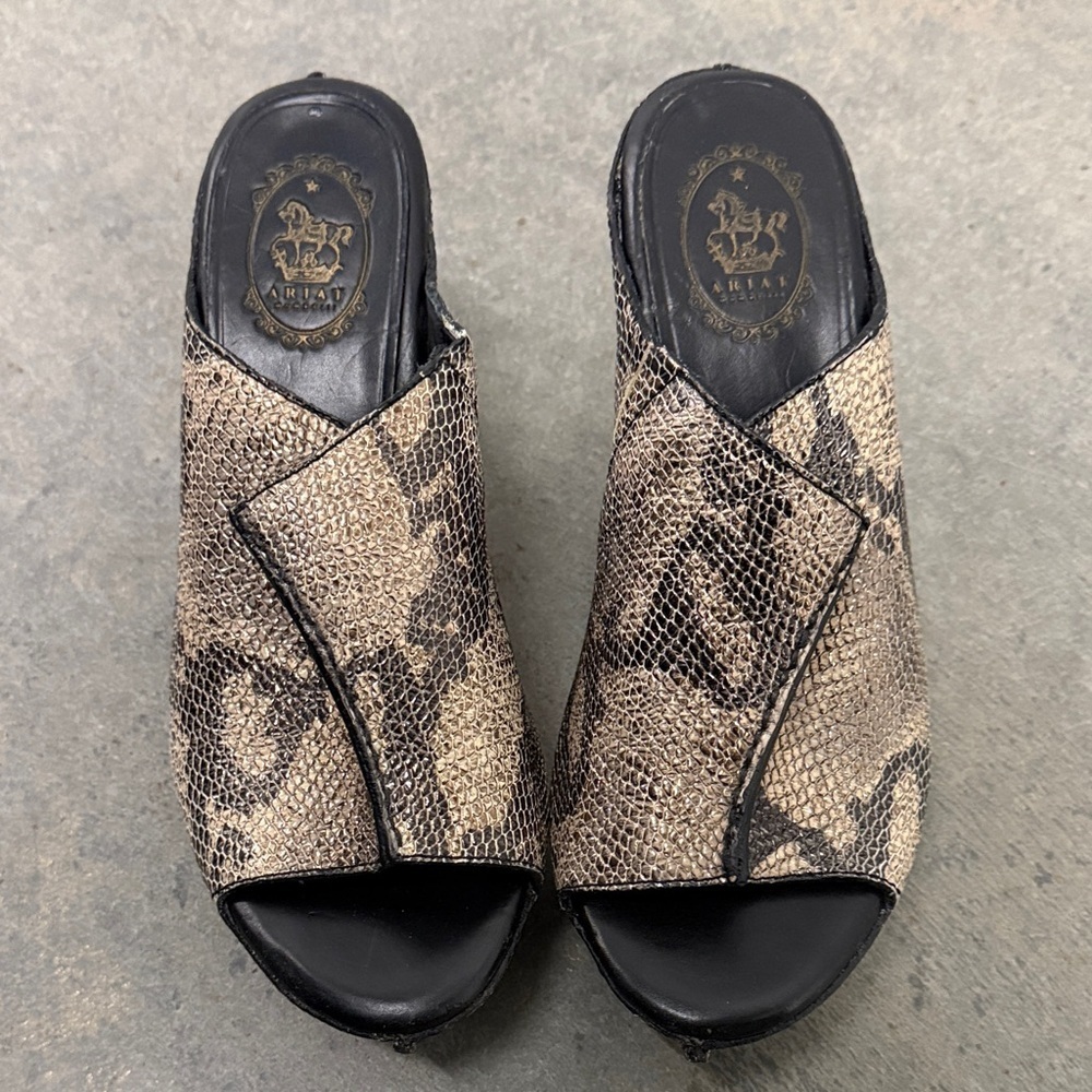 Ariat Women's Black and Brown Snakeskin Mules
